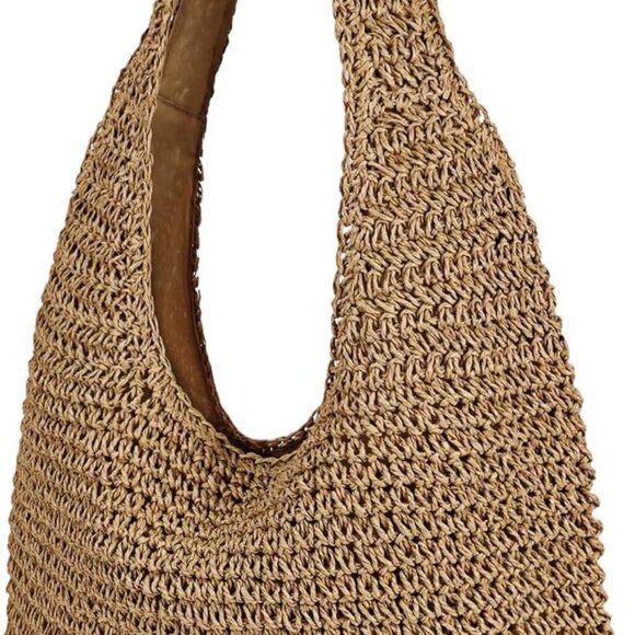 Women Large Straw Beach Bag Handmade Woven Shoulder Bags Hobo Tote Handbag Purse - Picture 2 of 6